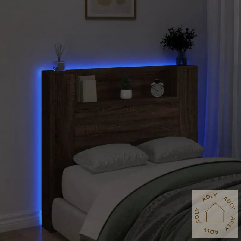Hodegavl Skap Med Led Brun Eik 120X16,5X103,5 Cm