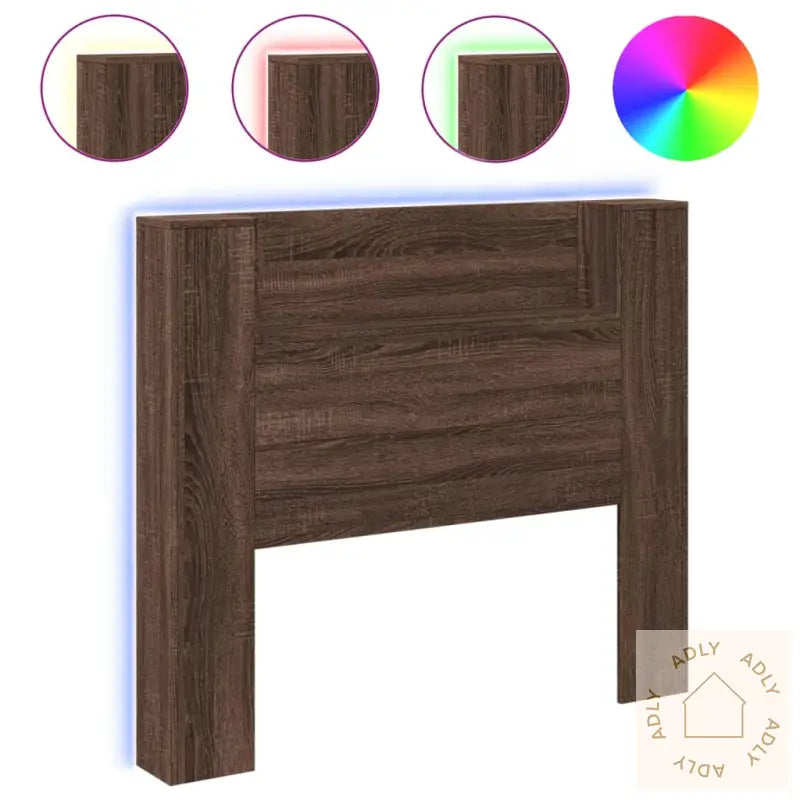 Hodegavl Skap Med Led Brun Eik 120X16,5X103,5 Cm