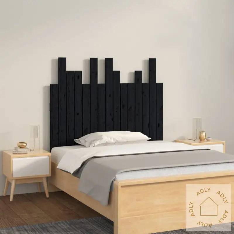 Veggmontert Sengegavl Svart 95,5X3X80 Cm Heltre Furu