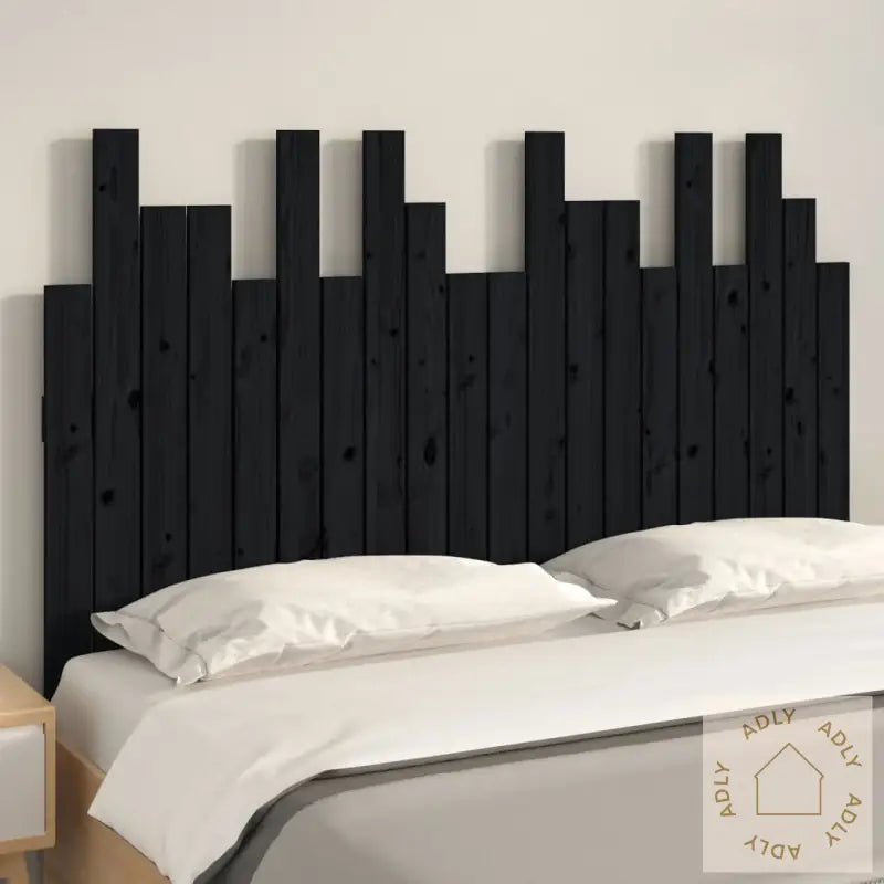 Veggmontert Sengegavl Svart 127,5X3X80 Cm Heltre Furu