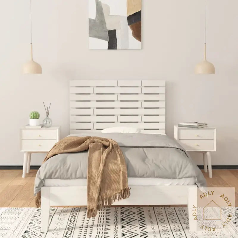 Veggmontert Sengegavl Hvit 96X3X63 Cm Heltre Furu
