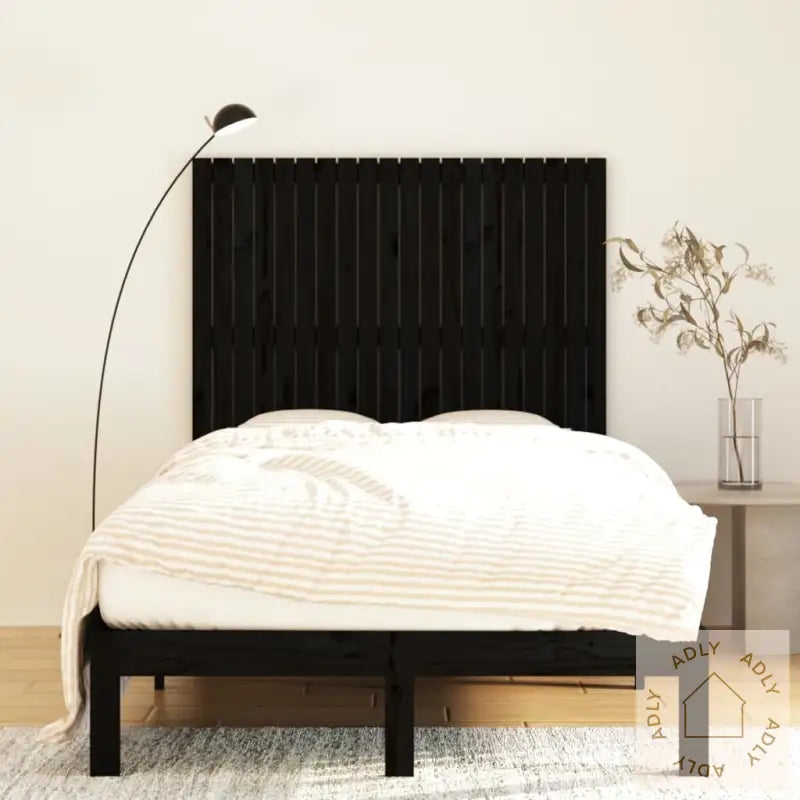 Veggmontert Sengegavl Svart 127,5X3X110 Cm Heltre Furu
