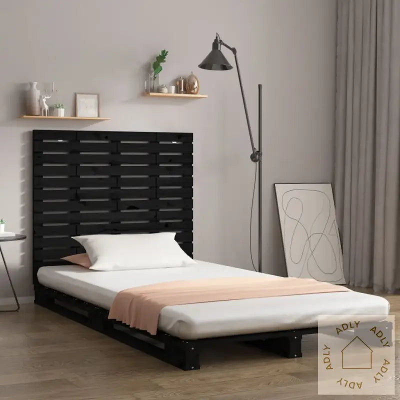 Veggmontert Sengegavl Svart 106X3X91,5 Cm Heltre Furu