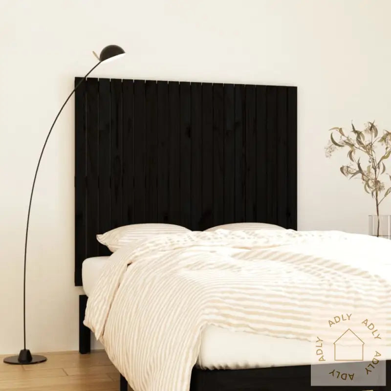 Veggmontert Sengegavl Svart 127,5X3X110 Cm Heltre Furu