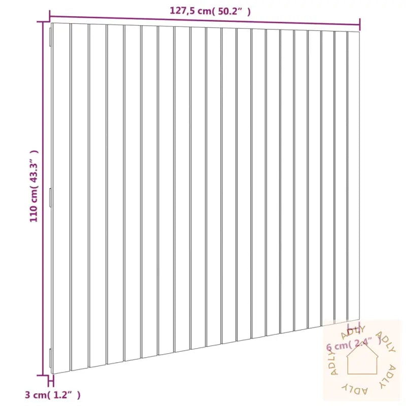 Veggmontert Sengegavl Svart 127,5X3X110 Cm Heltre Furu