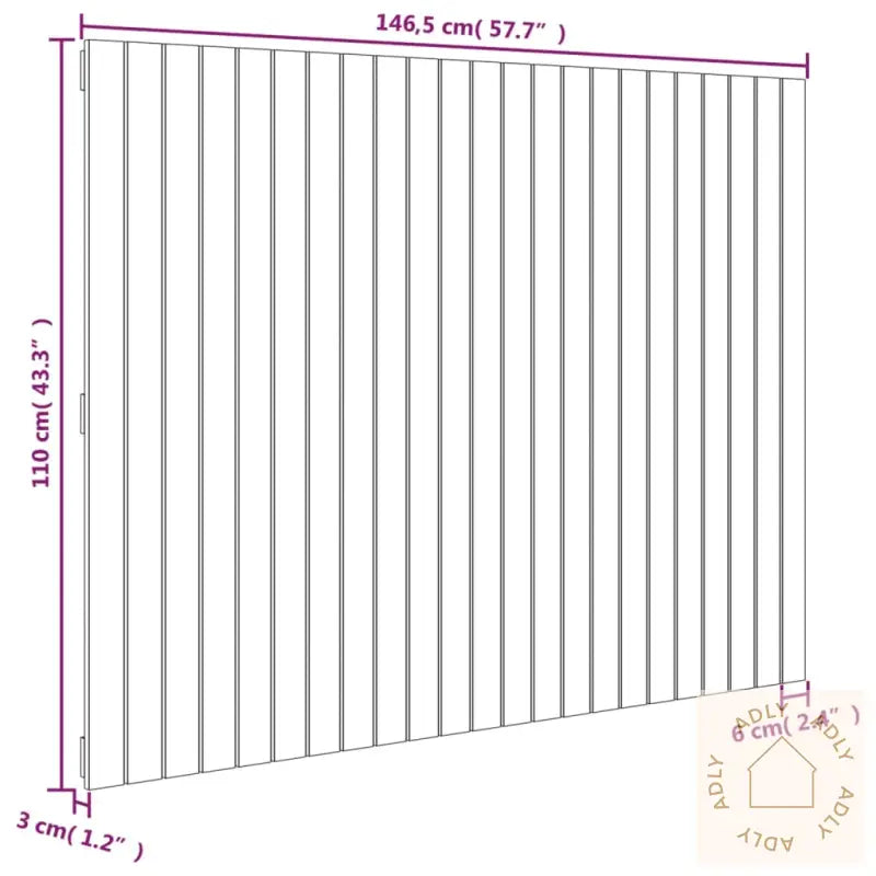 Veggmontert Sengegavl Svart 146,5X3X110 Cm Heltre Furu