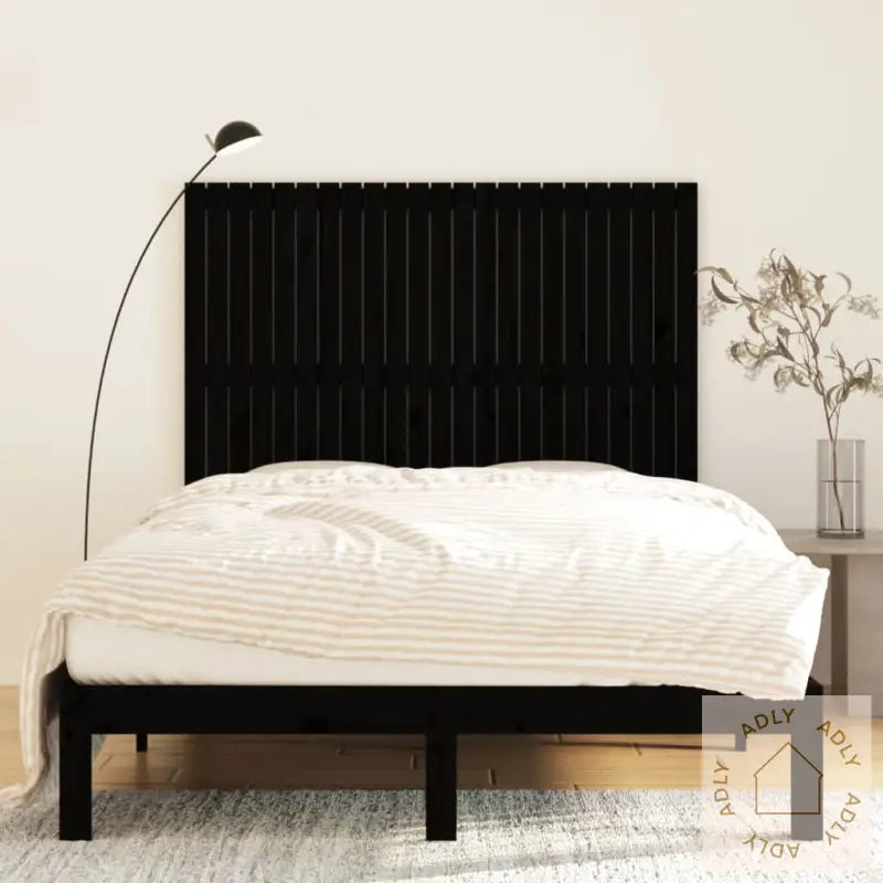 Veggmontert Sengegavl Svart 146,5X3X110 Cm Heltre Furu