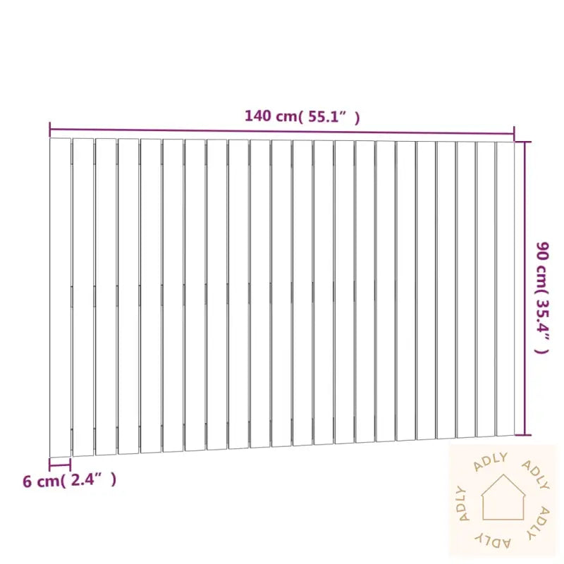 Veggmontert Sengegavl Hvit 140X3X90 Cm Heltre Furu