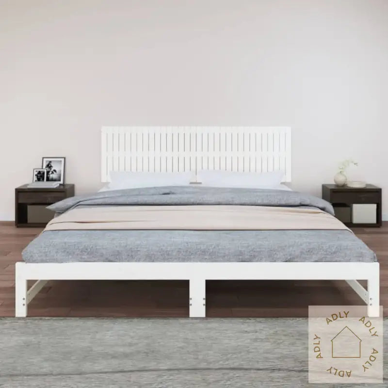 Veggmontert Sengegavl Hvit 204X3X60 Cm Heltre Furu