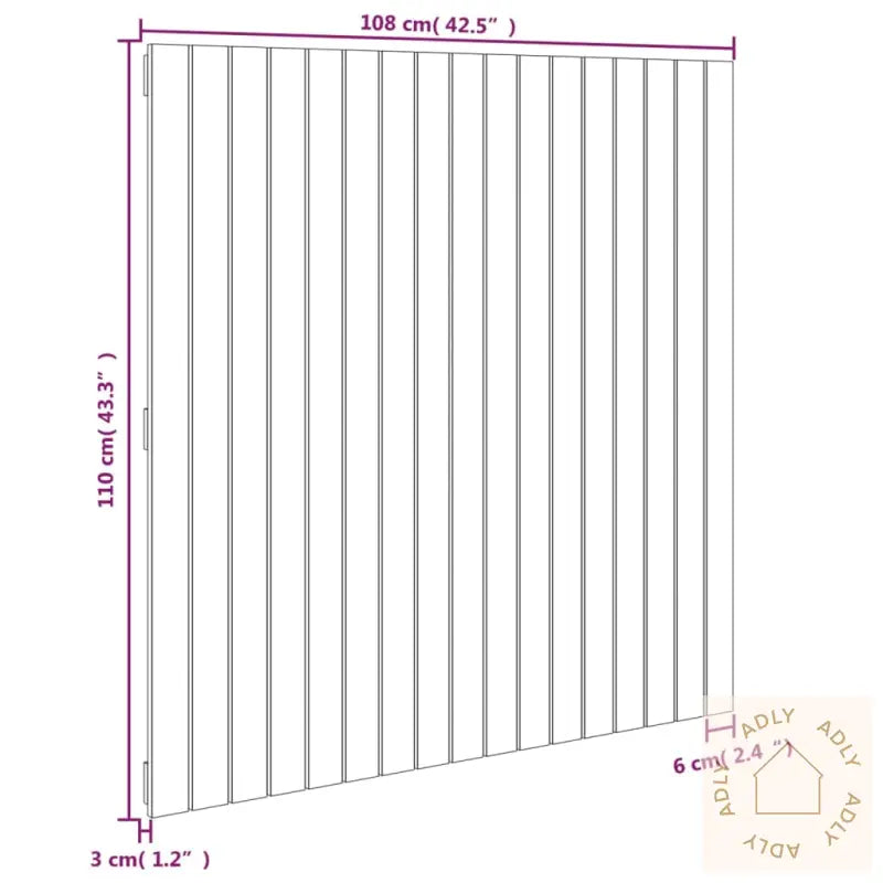 Veggmontert Sengegavl Svart 108X3X110 Cm Heltre Furu