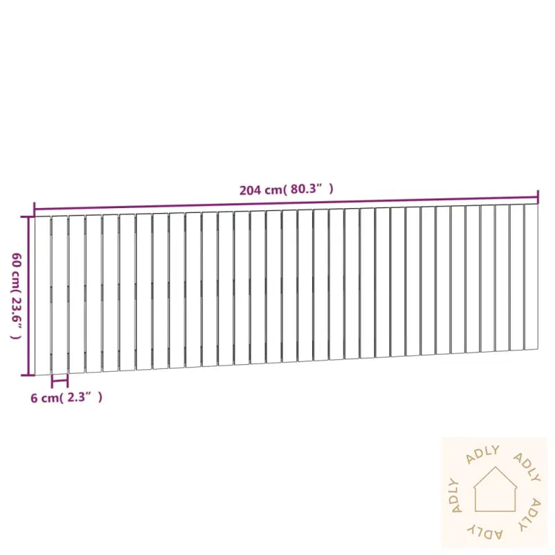 Veggmontert Sengegavl Hvit 204X3X60 Cm Heltre Furu