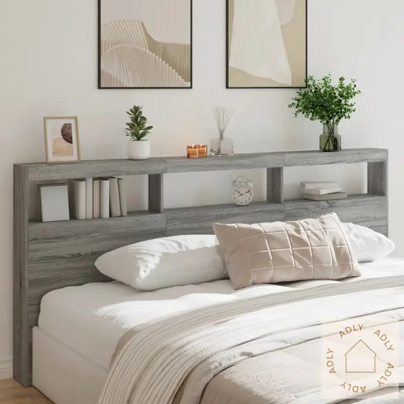 Hodegavl Skap Med Led Grå Sonoma 220X17X102 Cm