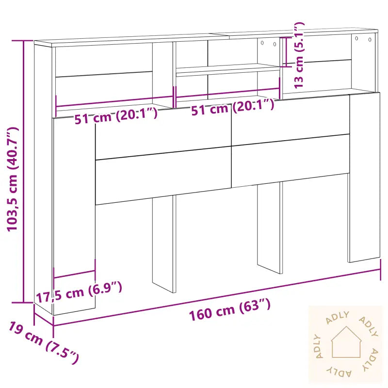 Hodegavl Kabinett I Svart Eik - 160X19X103.5 Cm Laget Av Ingeniørtre