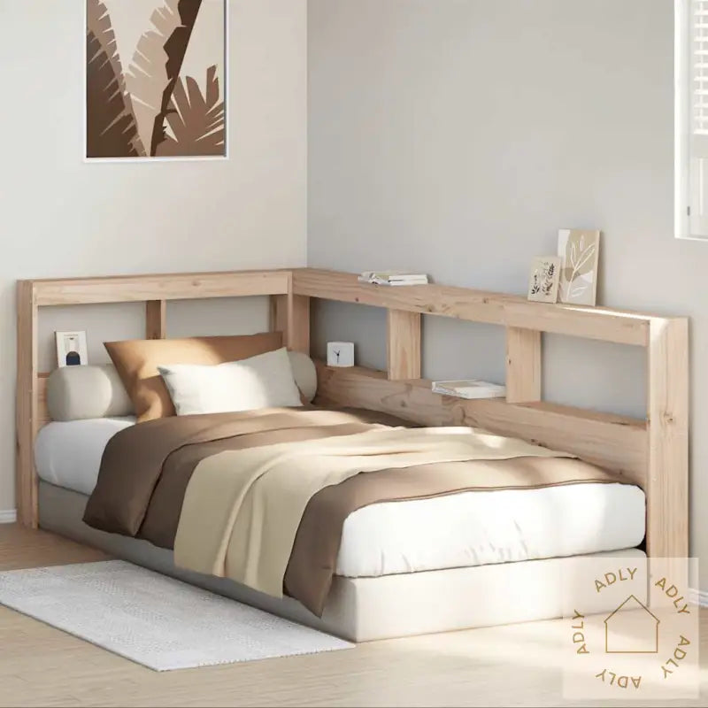 Bokhylle Sengegavl L-Formet 90 Cm Heltre Furu