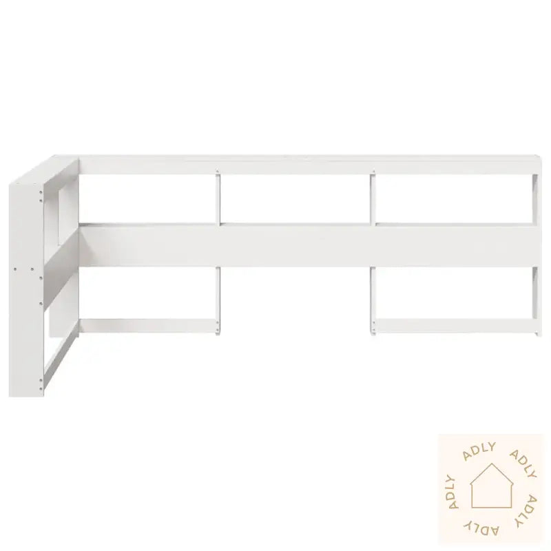Bokhylle Sengegavl L-Formet Hvit 90 Cm Heltre Furu