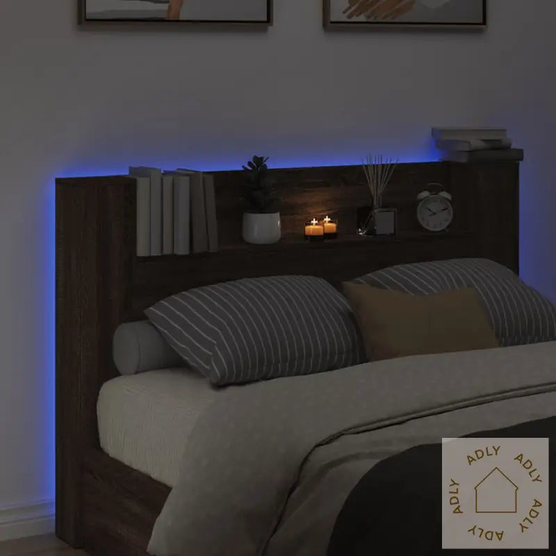 Hodegavl Skap Med Led Brun Eik 160X16,5X103,5 Cm