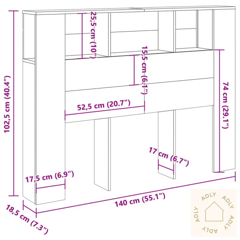 Hodegavl Med Hylle Artisan Eik 140X18,5X102,5 Cm Konstruert Tre