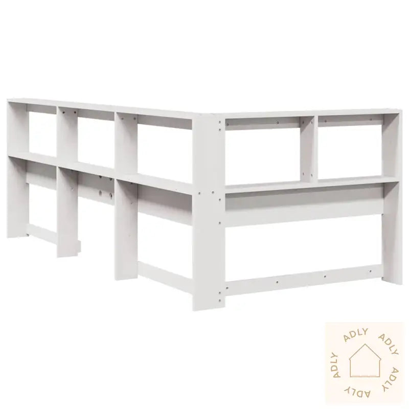 Bokhylle Sengegavl L-Formet Hvit 90 Cm Heltre Furu