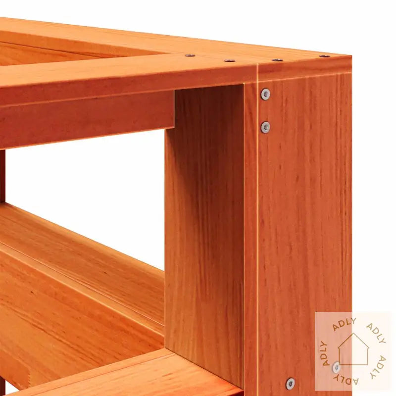 Bokhylle Sengegavl L-Formet Voksbrun 180 Cm Heltre Furu