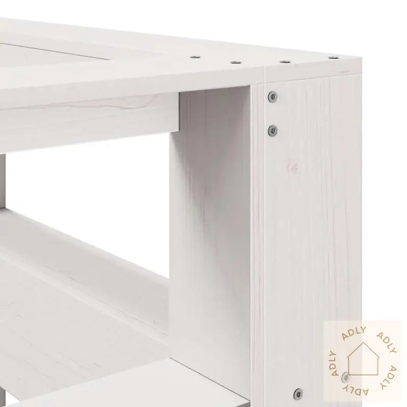 Bokhylle Sengegavl L-Formet Hvit 160 Cm Heltre Furu