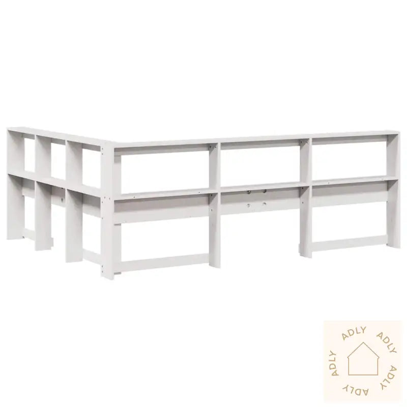 Bokhylle Sengegavl L-Formet Hvit 160 Cm Heltre Furu