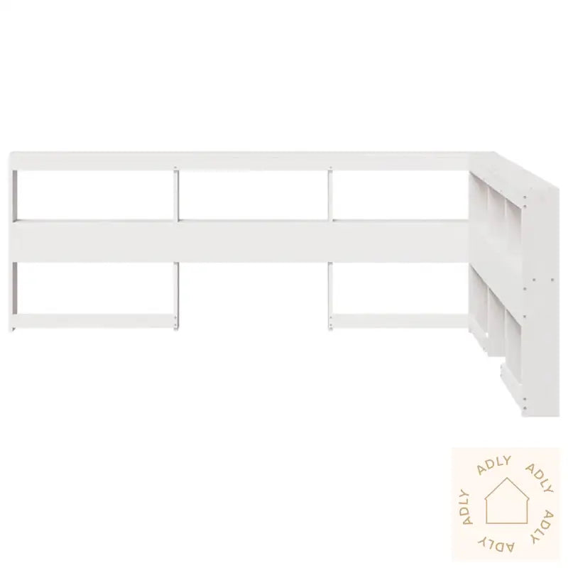 Bokhylle Sengegavl L-Formet Hvit 150 Cm Heltre Furu