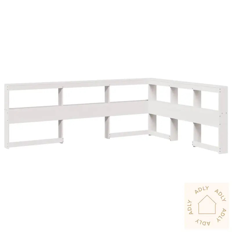 Bokhylle Sengegavl L-Formet Hvit 150 Cm Heltre Furu