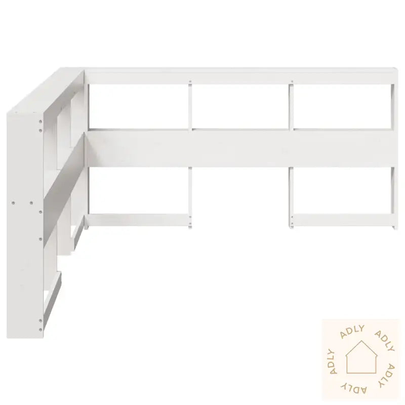 Bokhylle Sengegavl L-Formet Hvit 150 Cm Heltre Furu