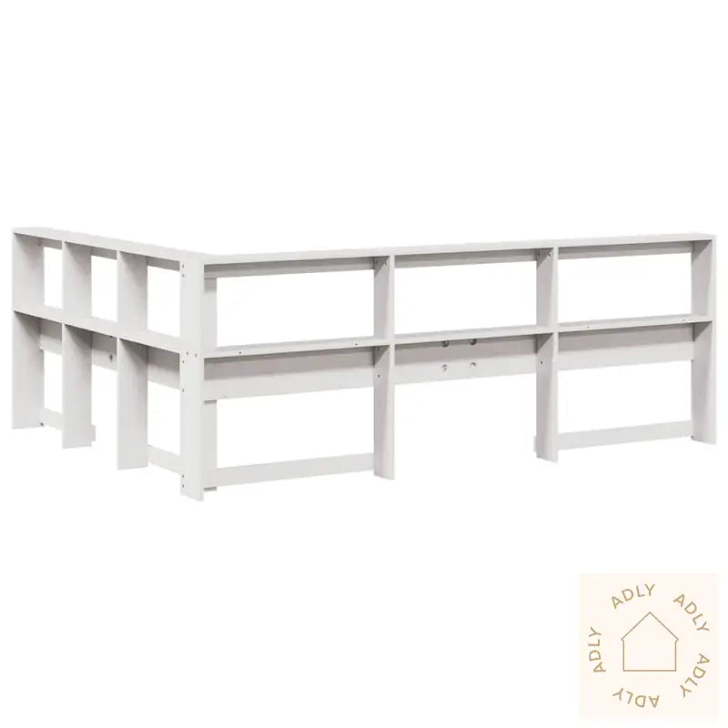 Bokhylle Sengegavl L-Formet Hvit 150 Cm Heltre Furu