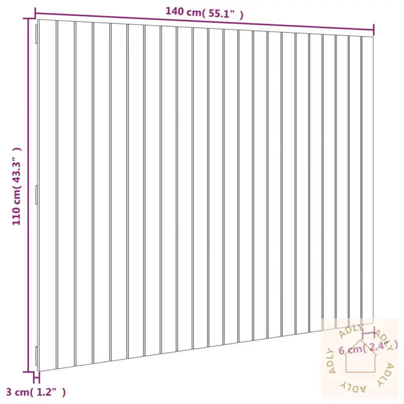 Veggmontert Sengegavl Hvit 140X3X110 Cm Heltre Furu