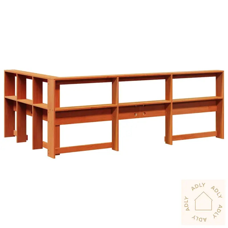 Bokhylle Sengegavl L-Formet Voksbrun 120 Cm Heltre Furu