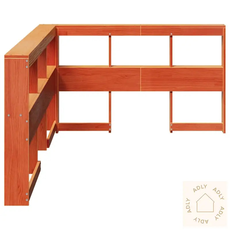 Bokhylle Sengegavl L-Formet Voksbrun 120 Cm Heltre Furu
