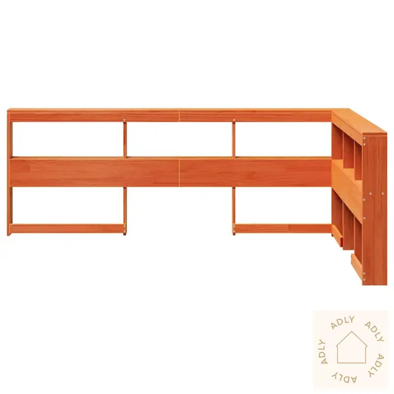 Bokhylle Sengegavl L-Formet Voksbrun 120 Cm Heltre Furu
