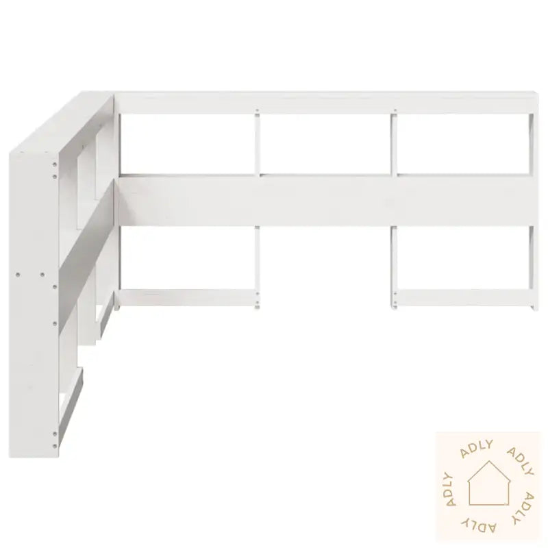 Bokhylle Sengegavl L-Formet Hvit 135 Cm Heltre Furu