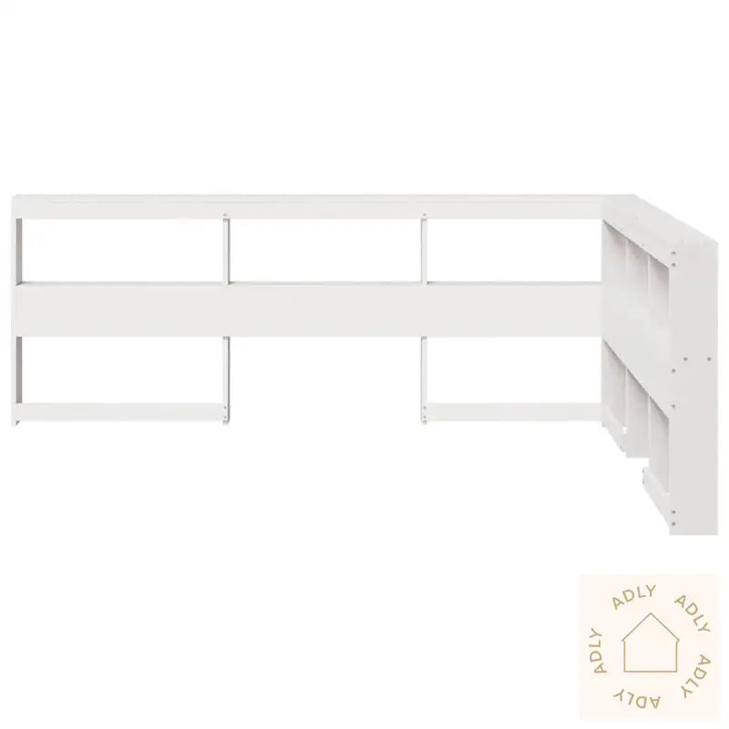 Bokhylle Sengegavl L-Formet Hvit 135 Cm Heltre Furu