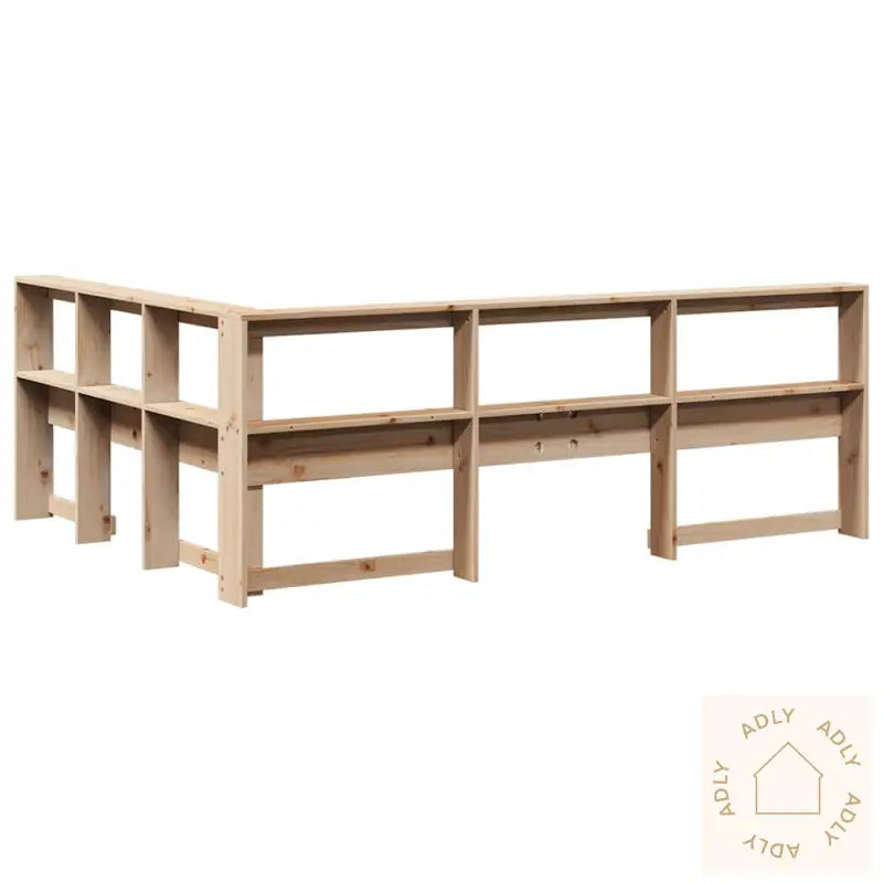 Bokhylle Sengegavl L-Formet 150 Cm Heltre Furu