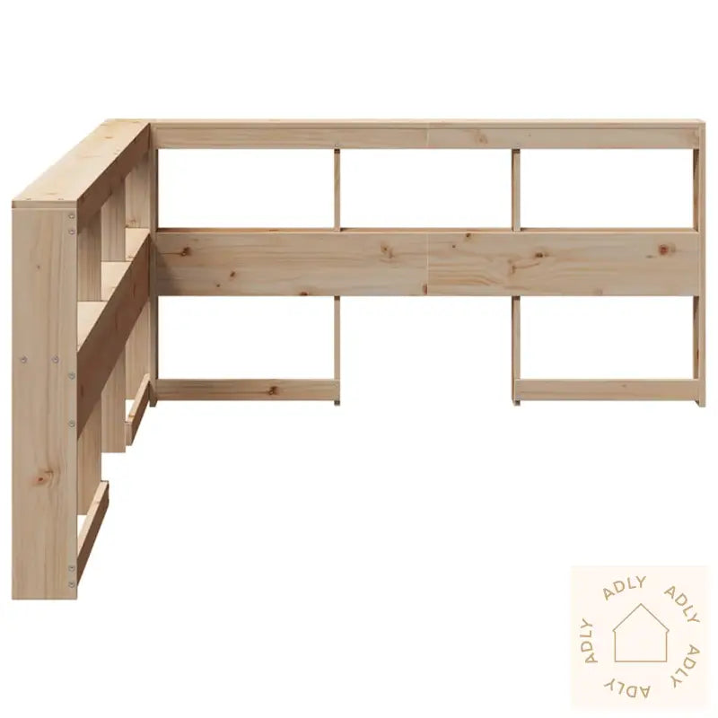 Bokhylle Sengegavl L-Formet 150 Cm Heltre Furu