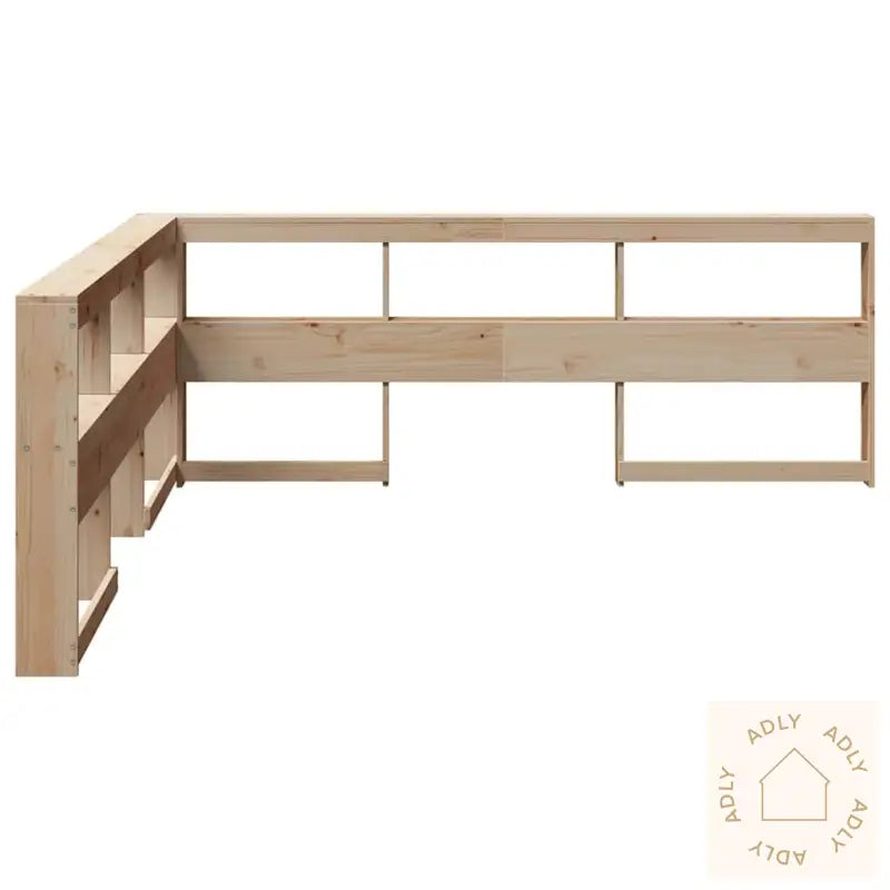 Bokhylle Sengegavl L-Formet 200 Cm Heltre Furu