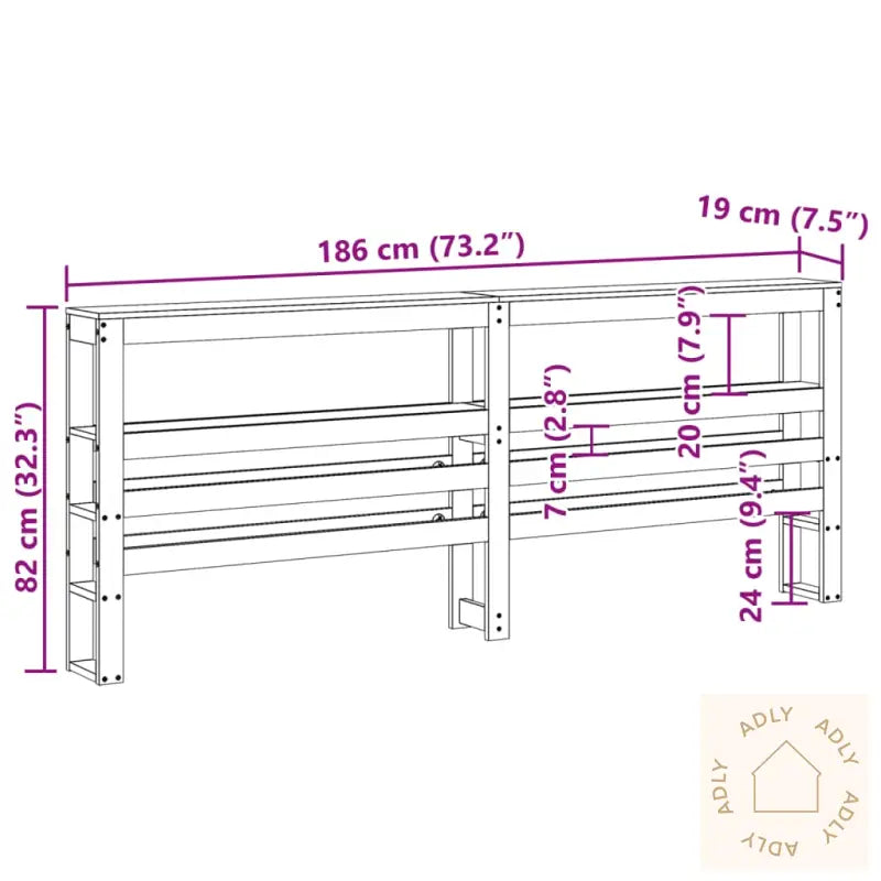 Hodegavl Med Hyller Hvit 180 Cm Heltre Furu