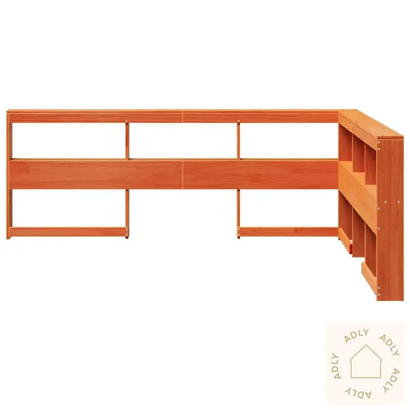 Bokhylle Sengegavl L-Formet Voksbrun 140 Cm Heltre Furu