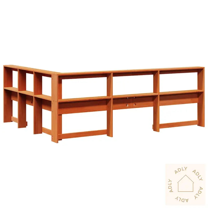 Bokhylle Sengegavl L-Formet Voksbrun 140 Cm Heltre Furu