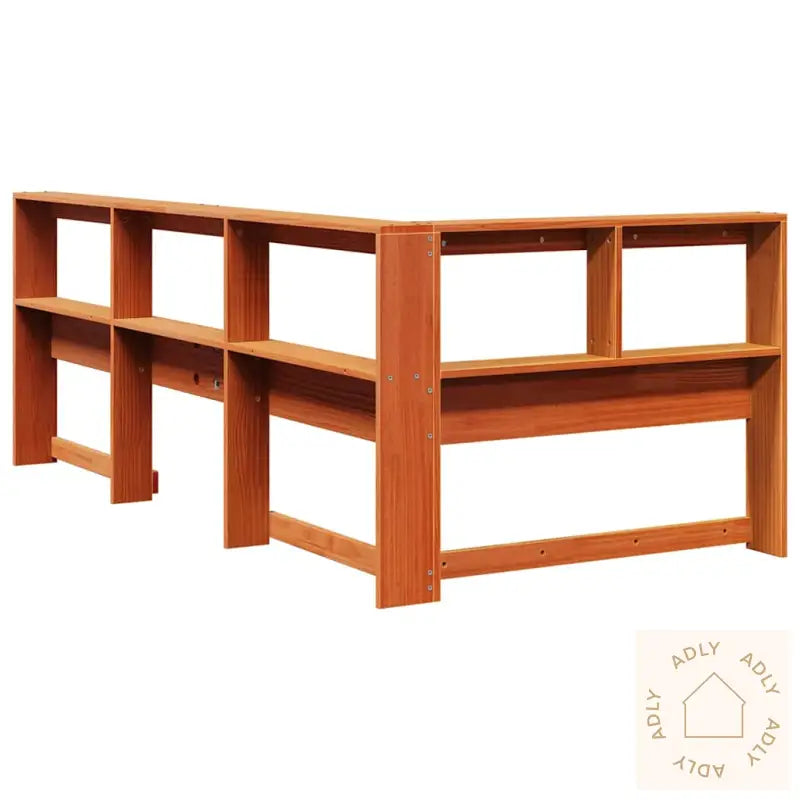 Bokhylle Sengegavl L-Formet Voksbrun 75 Cm Heltre Furu