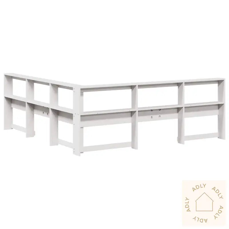 Bokhylle Sengegavl L-Formet Hvit 180 Cm Heltre Furu