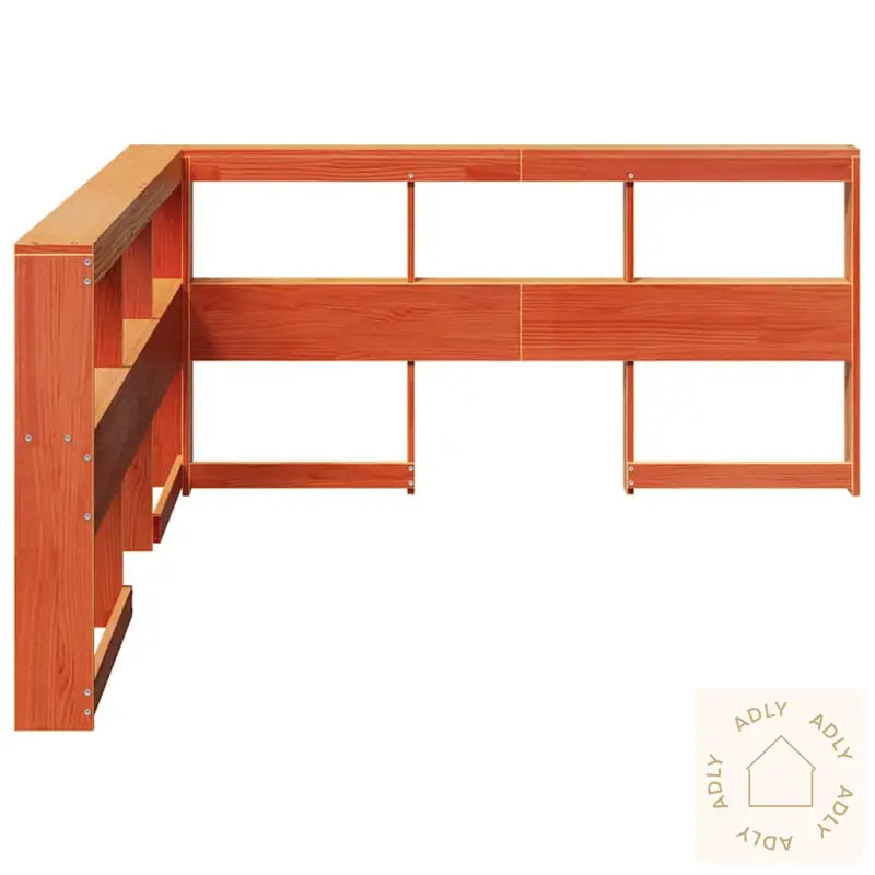 Bokhylle Sengegavl L-Formet Voksbrun 140 Cm Heltre Furu