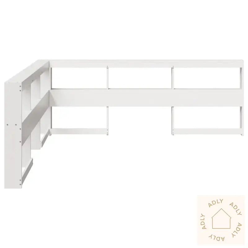 Bokhylle Sengegavl L-Formet Hvit 180 Cm Heltre Furu