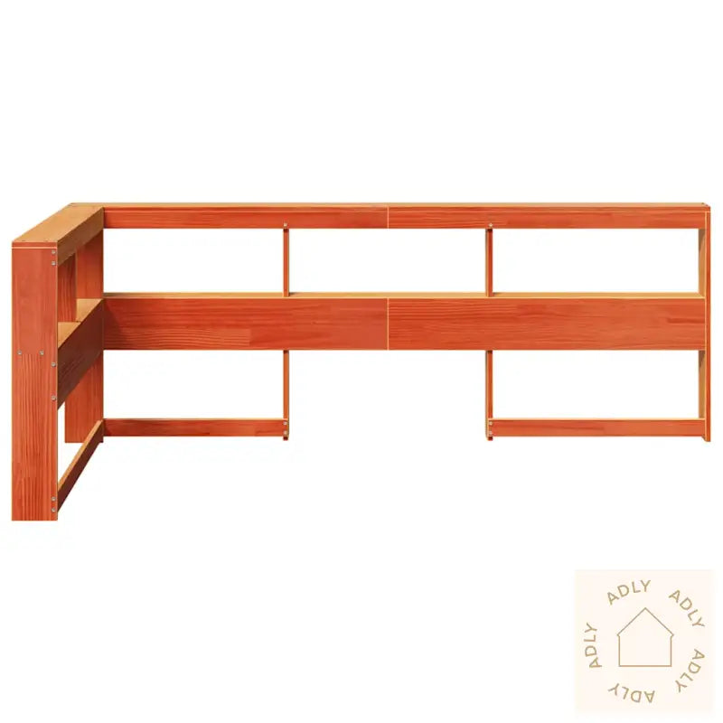 Bokhylle Sengegavl L-Formet Voksbrun 90 Cm Heltre Furu