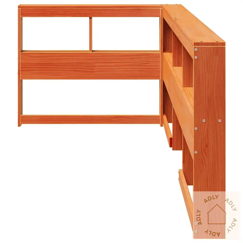 Bokhylle Sengegavl L-Formet Voksbrun 90 Cm Heltre Furu