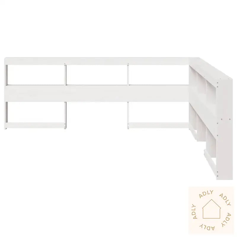 Bokhylle Sengegavl L-Formet Hvit 180 Cm Heltre Furu