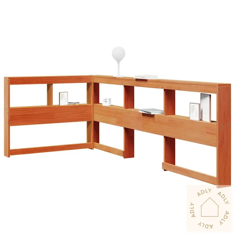 Bokhylle Sengegavl L-Formet Voksbrun 90 Cm Heltre Furu