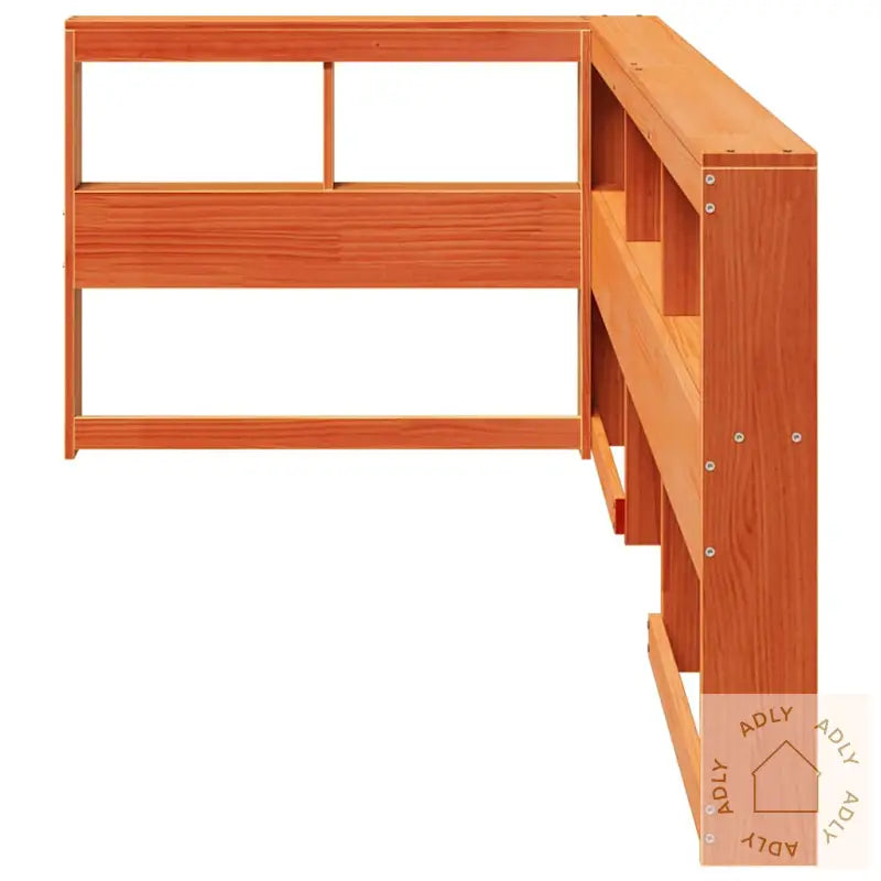 Bokhylle Sengegavl L-Formet Voksbrun 75 Cm Heltre Furu